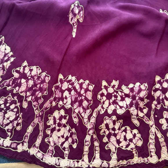 Advance Apparels Burgundy Maxi Dress with gold and embroidered accents - Picture 5 of 8